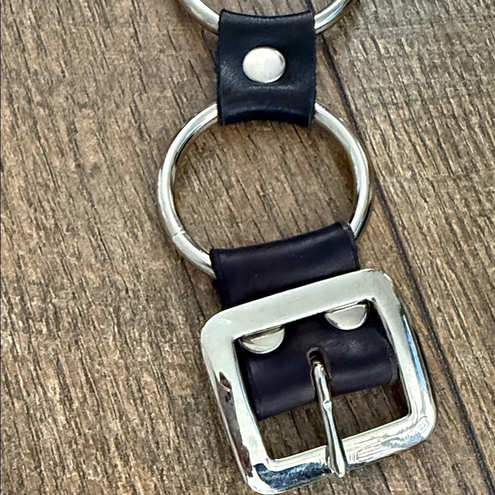 Silver Ring Belt with black leather